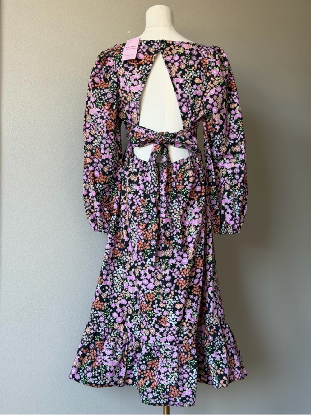 Romantic Miss Selfridge Black Floral Puff-Sleeve Ruffle Hem Cotton Midi Dres-12 - Picture 5 of 16